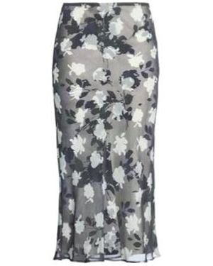 MAX&Co. Ink Floral Print Midi Skirt - Gray