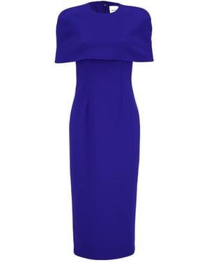 Roland Mouret Cape-Overlay Crepe Midi Dress - Blue