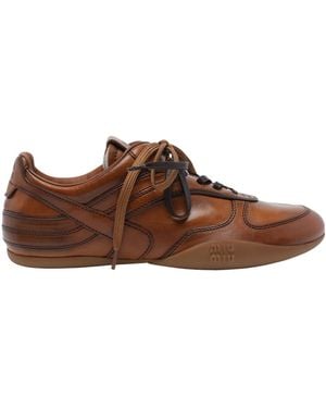 Miu Miu Round-Toe Flat Shoes - Brown