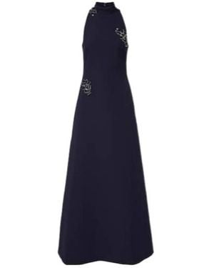 Safiyaa Priscilla Embellished Crêpe Gown - Blue