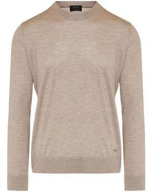 Brioni Cashmere-Silk Crew-Neck Sweater - Natural