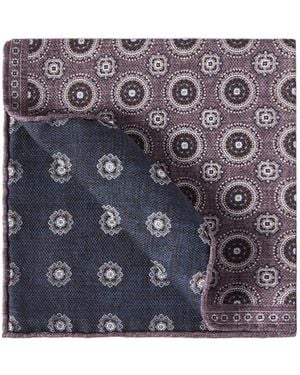 Brunello Cucinelli Silk Pocket Square With Medallion Design - Blue