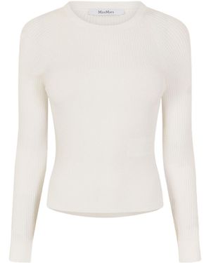 Max Mara Long-Sleeved Knit Sweater - White