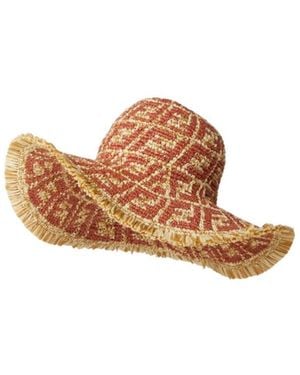 Fendi Rust And Ff Raffia Hat - White