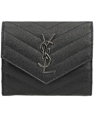 Saint Laurent Monogram Flap Wallet - Black