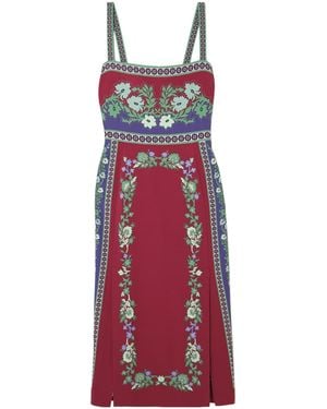 La DoubleJ Buy Me A Martini Floral-Print Stretch-Crepe Midi Dress - Red