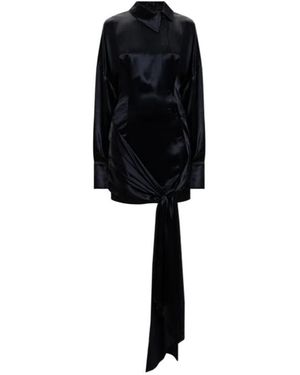 The Attico The Knot Tie-Detail Mini Dress - Black