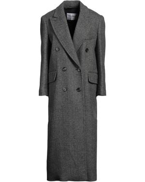 Max Mara Herringbone Long Coat - Black