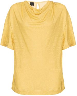 Pinko Cowl-Neck Short-Sleeve Blouse - Yellow