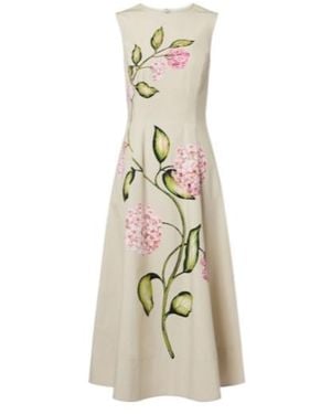 Oscar de la Renta Porcelain Cotton-Blend Poplin Midi Dress - Metallic