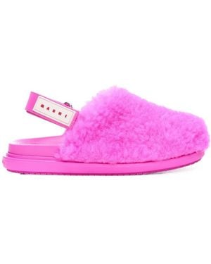 Marni Logo Patch Slingback Sandals - Pink