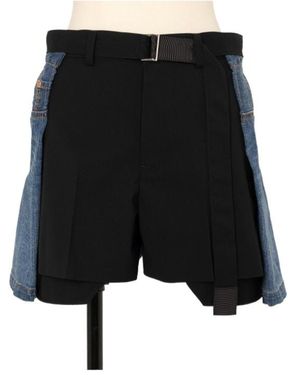 Sacai Belted Denim Shorts - Black