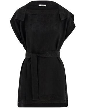Ferragamo Ferragamo Monogram Waist Detailed Blouse - Black
