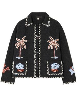 Alanui Embroidered Chain-Trimmed Jacket - Black
