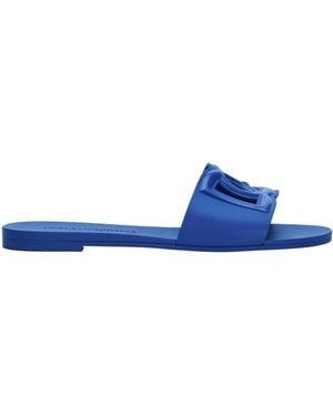 Dolce & Gabbana Logo Cut-Out Open-Toe Slides - Blue
