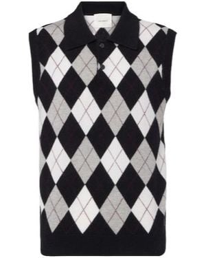 Lisa Yang Anwen Argyle Cashmere Sweater Vest - Black