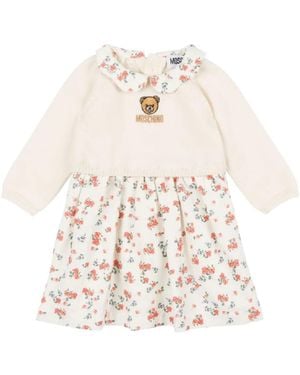 Moschino Floral-Print Ruffled Dress - White