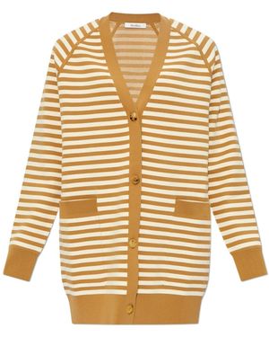 Max Mara Striped V-Necked Cardigan - Metallic