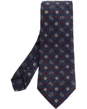 Etro Floral Jacquard Tie - Blue