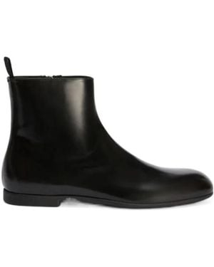 Jil Sander Leather Ankle Boots - Black