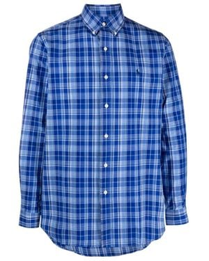 Ralph Lauren Polo Pony-Embroidered Checked Shirt - Blue