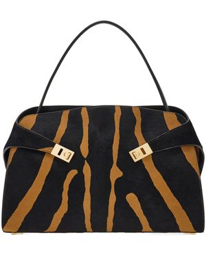 Ferragamo Hug Soft Bicolour Shoulder Bag (L) - Black