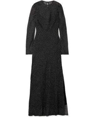 SIR. Lisander Layered Polka-Dot Silk-Chiffon Maxi Dress - Black