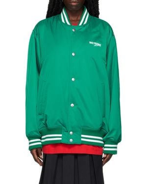 we11done Logo-Print Bomber Jacket - Green