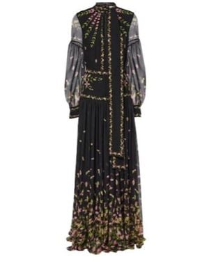 Erdem Floral Silk Voile Gown - Black
