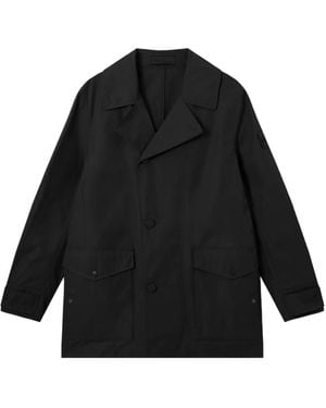 Stone Island Windproof And Breathable Pea Coat - Black