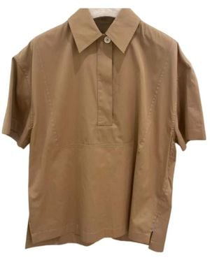 Jil Sander Button Detailed Short-Sleeved Top - Brown