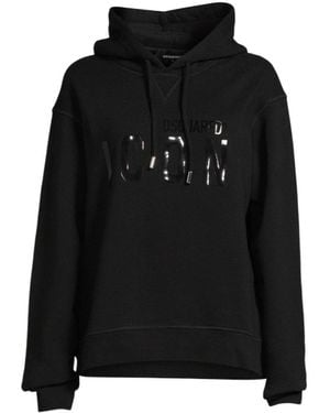DSquared² Long-Sleeved Hooded Hoodie - Black