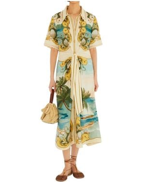 FARM Rio Pattern-Printed Midi Dress - Yellow
