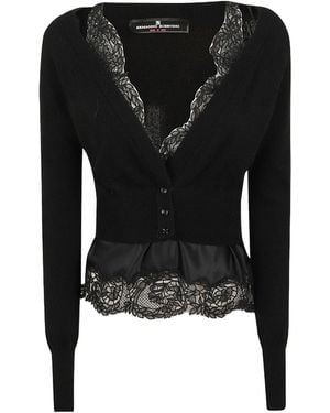 Ermanno Scervino Lace Trim Peplum Cardigan - Black