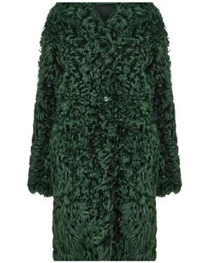 Prada Midlength Plush Coat - Green