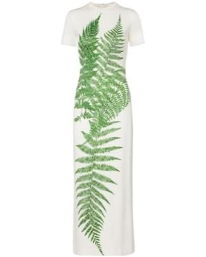 Oscar de la Renta Printed Jersey T-Shirt Dress - Green