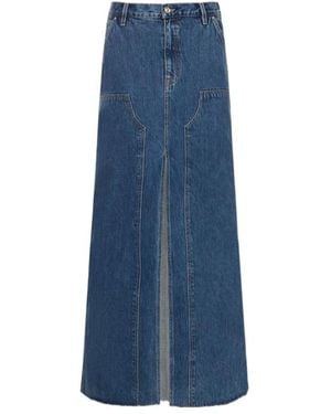 SLVRLAKE Denim Worker Slit Denim Skirt - Blue