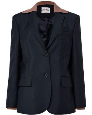 Miu Miu Logo Blazer - Blue
