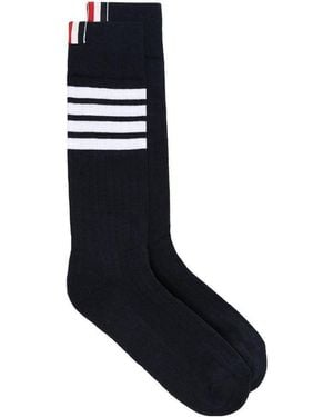 Thom Browne 4-Bar Stripes Knitted Socks - Blue