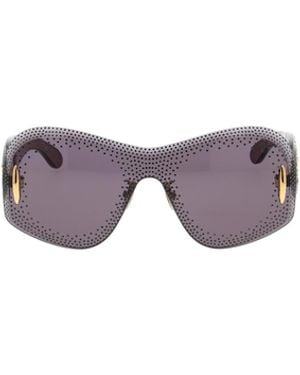 Loewe Embellished Shield Frame Sunglasses - Purple