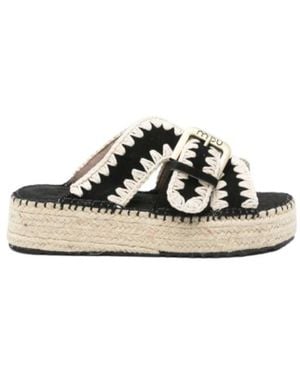 Mou Round-Toed Slippers - Black