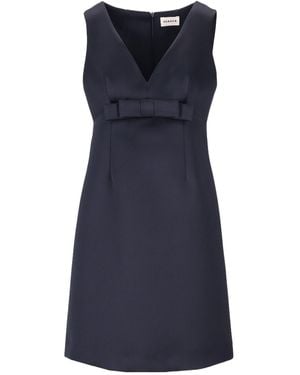 P.A.R.O.S.H. Bow-Detail V-Neck Dress - Blue
