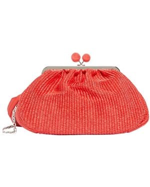Weekend by Maxmara Medium Raffia-Effect Pasticcino Bag - Red