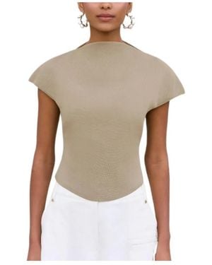 Cult Gaia Virginiana Curved-Hem Cap-Sleeve Top - Multicolour