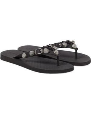 Balenciaga Cagole Embellished Thong Sandals - Black