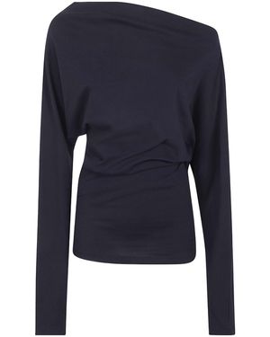 Ann Demeulemeester Asymmetric-Shoulder Top - Blue