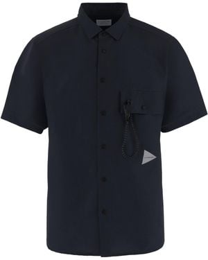 and wander Collared Short-Sleeved Shirt - Blue