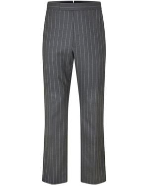Thom Browne Mid-Rise Straight Leg Tailored Pants - Gray