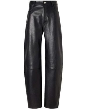 Arma Leather Wide-Leg Pants - Black