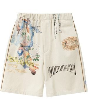 WOOYOUNGMI Graphic Twill Shorts - Natural
